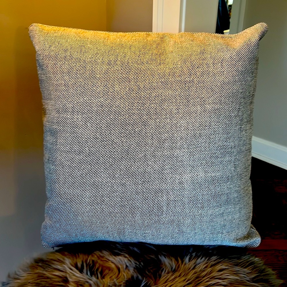 Custom made fabric pillow with pillow insert included. Black, Gray and White